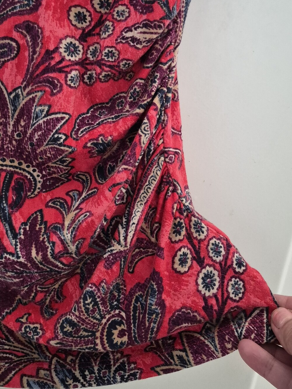 Lauren Ralph Lauren Womens Red Paisley Bohomian Floral Top Shirt Viscose Medium - Picture 4 of 7